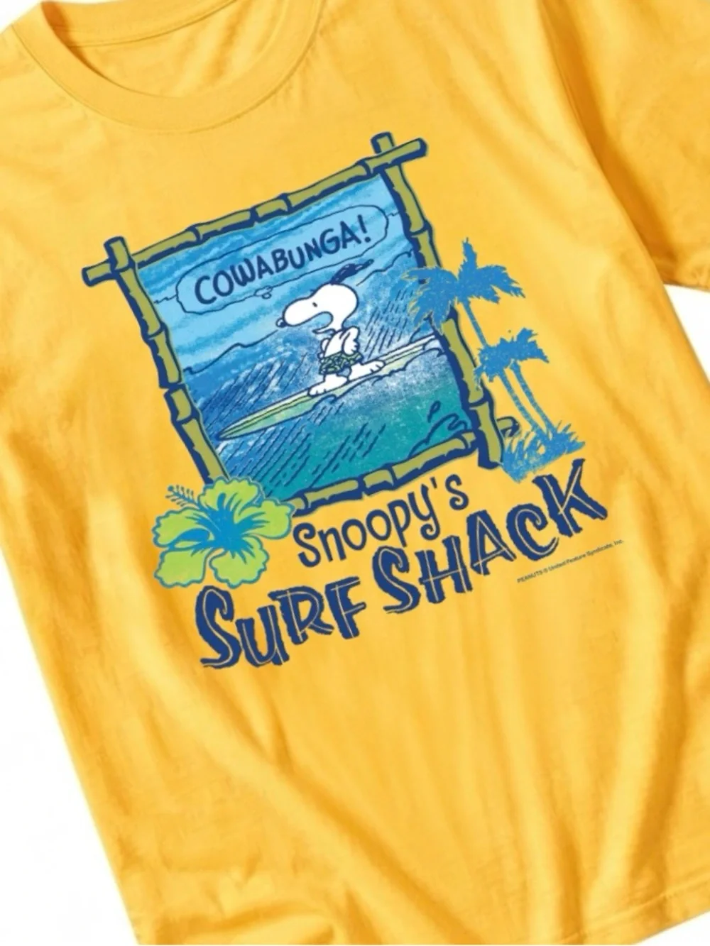 Gildan Yellow Snoopy Surf Shack Graphic Tee